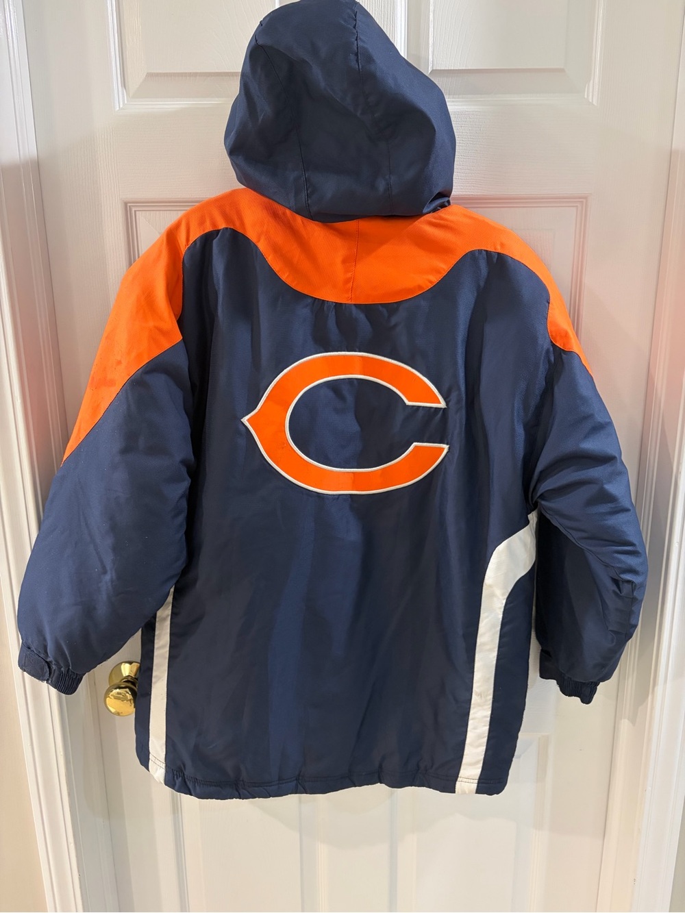 NFL Navy and Orange Hooded Kids Puffer Jacket with Team Logo
